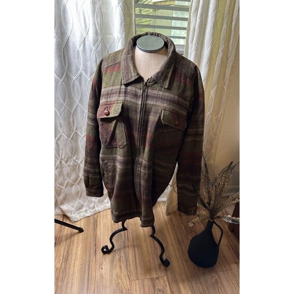 VTG Rugged Outfitters Country Mens XL Plaid Chore Jacket 100% Cotton Zip Rustic - Picture 2 of 16